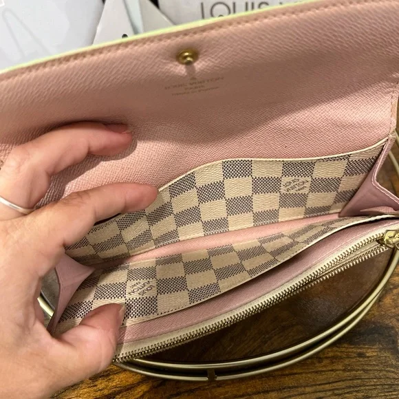 Louis Vuitton Damier Azur Emilie Wallet w/ Pink/Green! - Picture 8 of 11